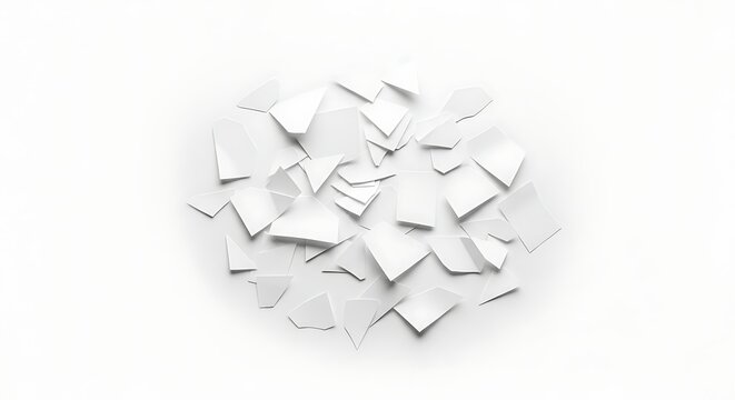 A cluster of white paper airplanes in flight