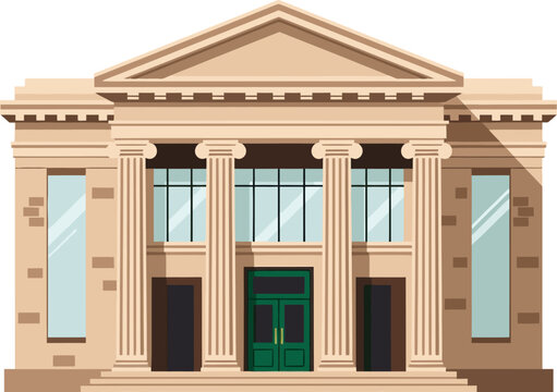 Classical Neoclassical Building Illustration of Courthouse or Bank