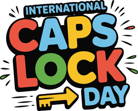 International Caps Lock Day Vector Illustration, Funny Typing and Keyboard Concept Design