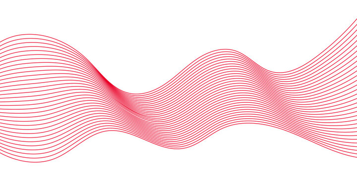 Abstract red wavy lines background, smooth flowing wave pattern