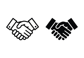 Obraz premium Handshake icon illustration with two hands shaking in black and white