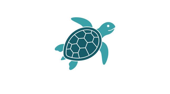 Cute cartoon sea turtle swimming, marine animal illustration, white background