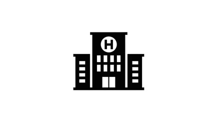 Fototapeta premium Hospital Building Icon Black Silhouette.