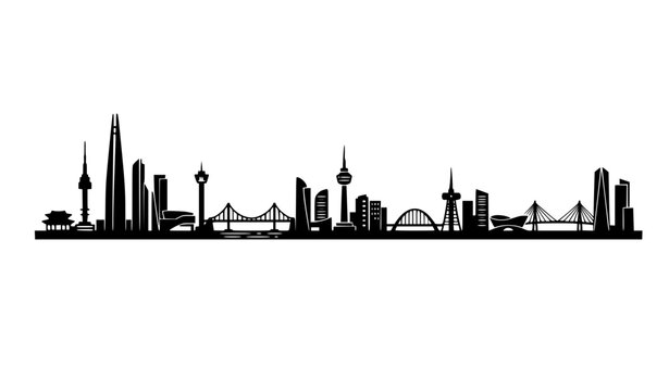 Minimal South Korea skyline silhouette flat vector illustration isolated city design