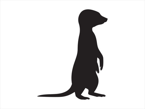 Black silhouette of a standing meerkat wild animal vector illustration