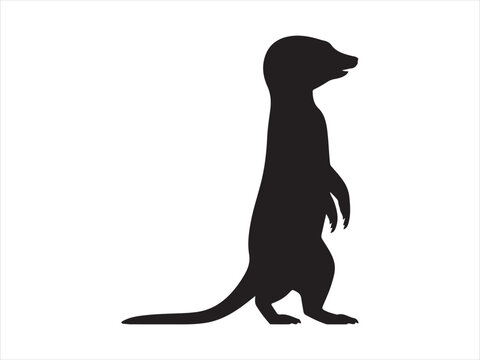 Black silhouette of a standing meerkat wild animal vector illustration