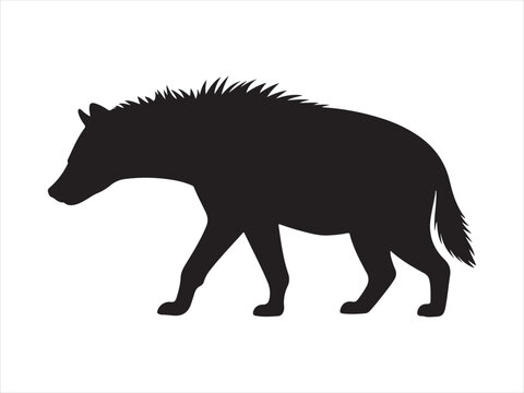 Silhouette of a hyena animal vector, Hyena silhouette vector, hyena icon vector illustration