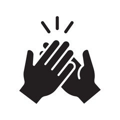 Obraz premium High Five Icon Vector Graphic Featuring Simple Bold Black Solid Silhouette of Two Hands Clapping Together Representing Success Achievement Celebration Cooperation