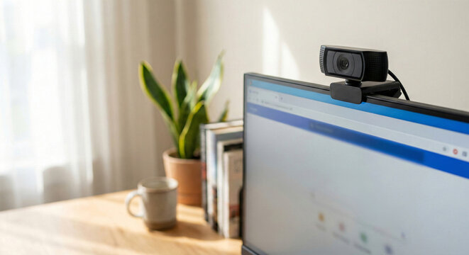 Camera spying on computer in office