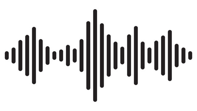 Minimalist Black Sound Wave Form Illustration Featuring Vertical Parallel Bars Representing Audio Frequency Rhythm And Data Signal Pulse In A Simple Clean Vector Graphic