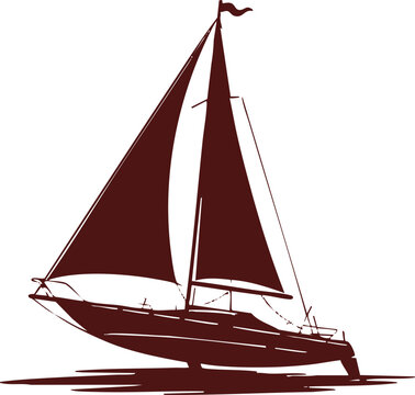 sailboat icon nautical silhouette mast flag and waves
