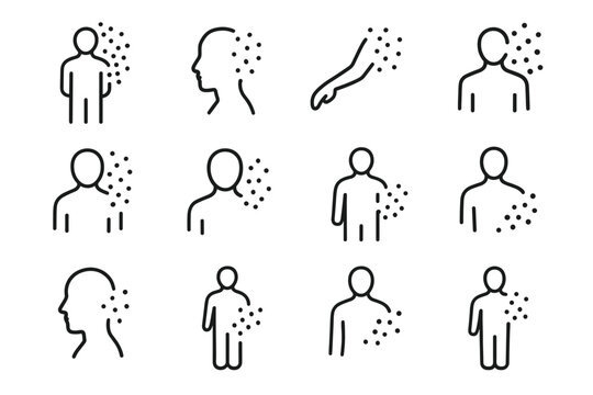 Dissipating Silhouette Icons. Dissipating human silhouettes. Line outline icon set of Dissipating human