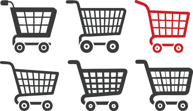 cart icons glyphs ecommerce interface vector set for ui