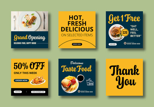 Restaurant Grand Opening Food Post Template Set