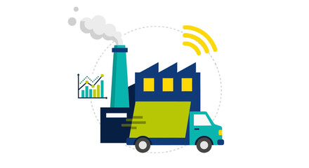 Industrial truck, factory, logistics vector icon, business transportation, supply chain management © Adam