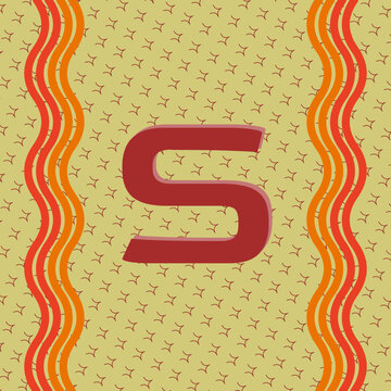 LETTER S stylized character visual with point diamond border grid accents pattern and custom frame