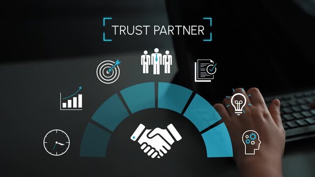 Business partnership and collaboration concept showcasing trust, strategy, teamwork, and innovation with digital graphics and hand symbols for success Gluon.