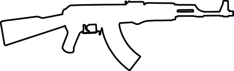 Fototapeta premium Outline silhouette of assault riffle.