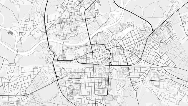 Pardubice City Map. Minimalist black and white line art poster for printing, wallpaper, wall art, and map resources for home and office decor