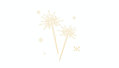 Golden sparkler fireworks, luxury celebration elements, party decoration icons, festive vector graphics © Adam