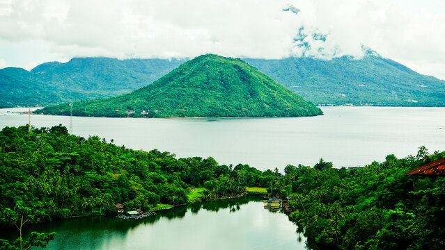 Beautiful view of Tidore Island, West Halmahera, Indonesia
