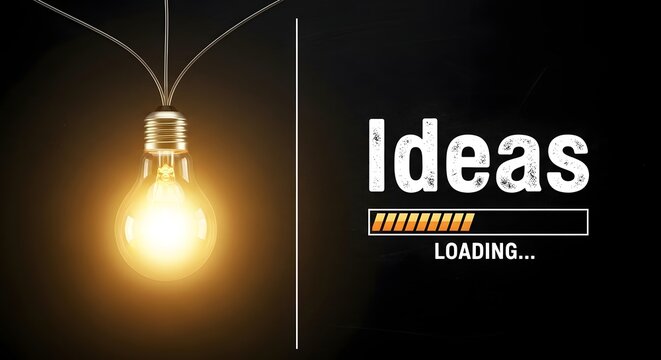 Lightbulb with loading ideas innovation creativity and problem solving concept