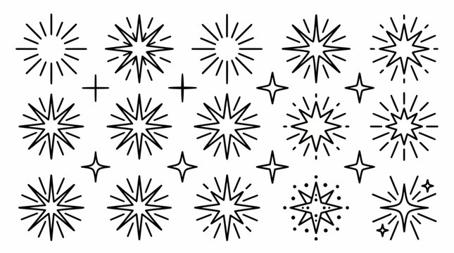 Collection of sparkling starbursts and abstract sunbursts icons
