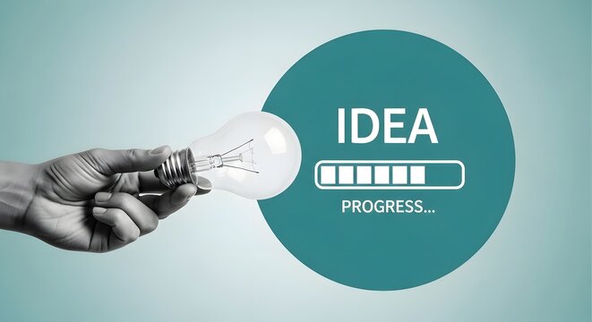 Lightbulb with loading idea innovation progress and concept development visual