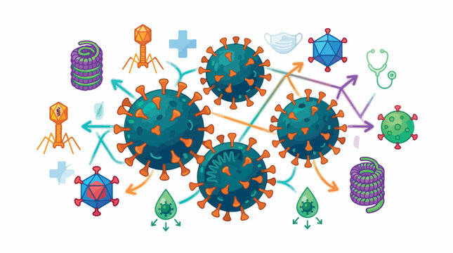 Medical virus illustration set, microscopic bacteria and pathogen vector collection, infectious disease icons for healthcare infographics isolated PNG with Transparent Background