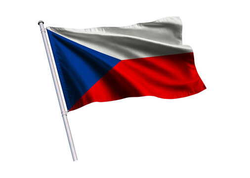National Flag Waving on Flagpole on Isloated white Background. 