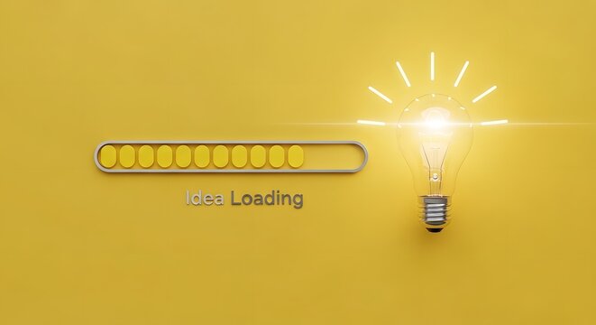 Lightbulb with loading idea concept of innovative thinking and progress