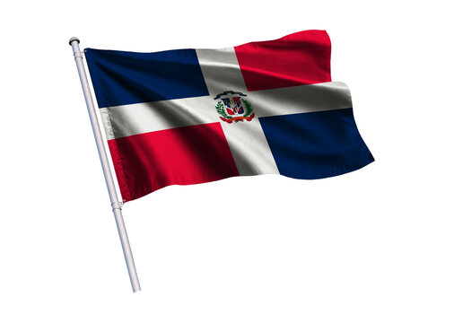 National Flag waving on flagpole, isolated white background, National Symbol