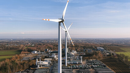 Fototapeta premium Beautiful day at a clean energy power plant