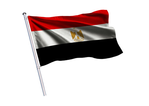 National Flag waving on flagpole, isolated white background, National Symbol