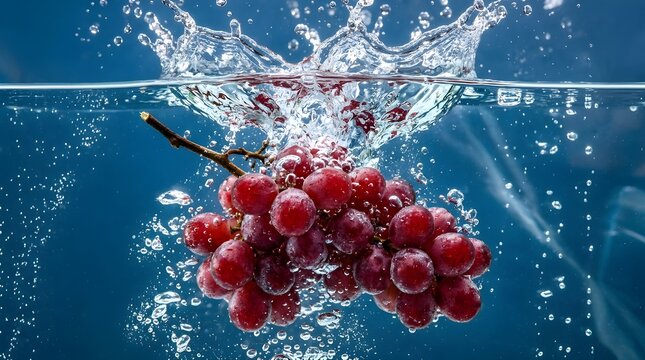 Fresh red currants splashing in water with bubbles isolated on white background