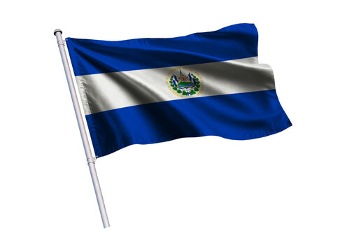 National Flag waving on flagpole, isolated white background, National Symbol