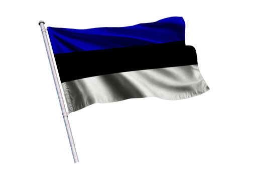 National Flag waving on flagpole, isolated white background, National Symbol