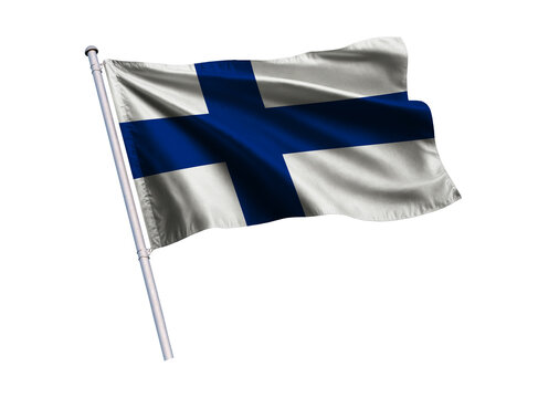 National Flag waving on flagpole, isolated white background, National Symbol