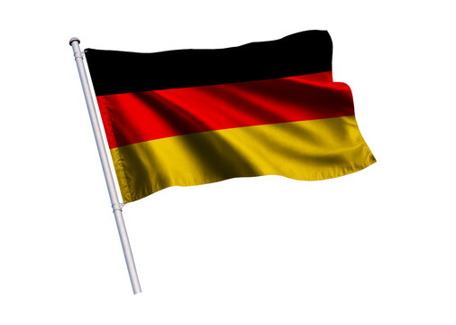 National Flag waving on flagpole, isolated white background, National Symbol