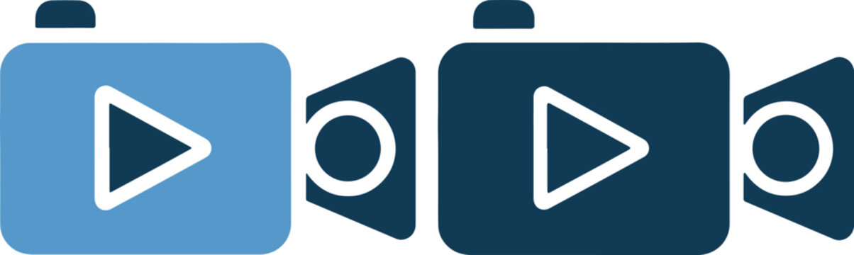 Two video camera icons with play buttons