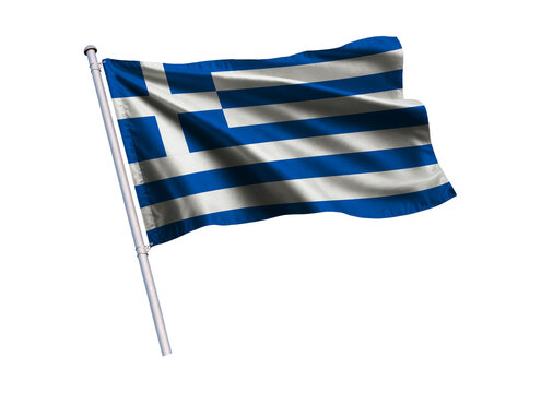National Flag waving on flagpole, isolated white background, National Symbol