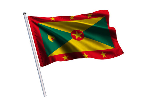 National Flag waving on flagpole, isolated white background, National Symbol