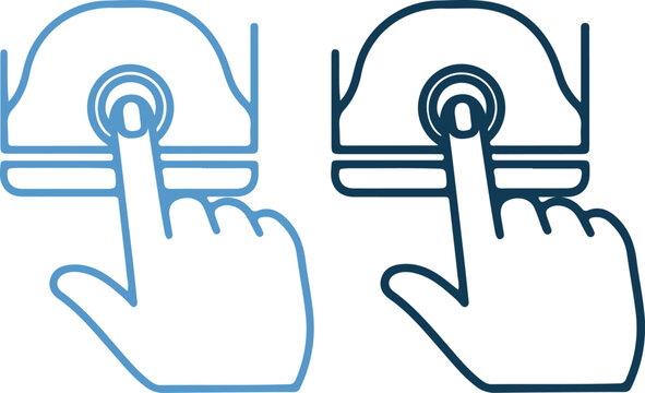 Hand pressing a doorbell or button icon
