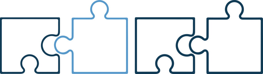 Four puzzle pieces in blue outline © PrimeVisuals