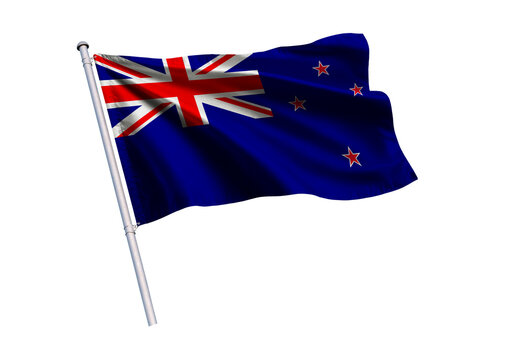 Waving flag of Nigeria on a flagpole, isolated on a white background, 3d rendering, 3d illustration.