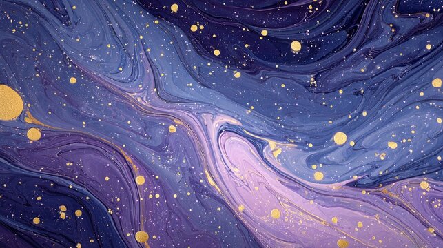 Tanabata night sky suminagashi marble background with purple and