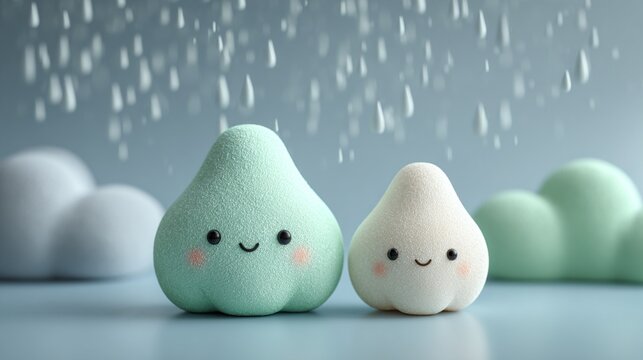 Teru teru bozu in the rain cute 3D clay rainy season character i