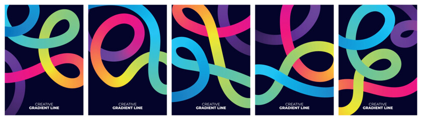 Vibrant Abstract Neon Ribbon Art Panels Featuring Colorful Glowing Waves and Fluid Lines Against a Dark Background © Kamal Hosen