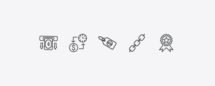cryptocurrency outline icon set. thin line withdraw, proof of capacity, chains, best seller icons. editable vector