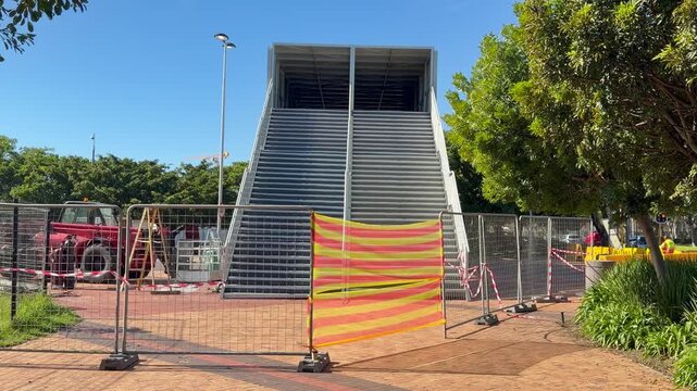 A construction site on a pedestrian bridge in Cape Town, South Africa.